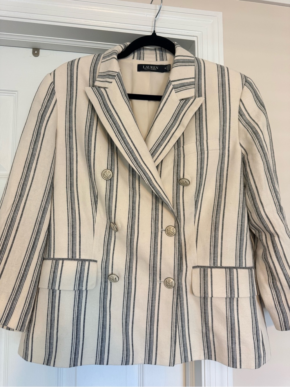 Lauren Ralph Lauren Cream , Navy and Black Striped Blazer